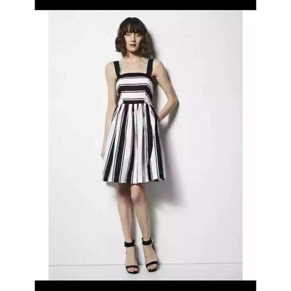 Milly Stripped fit and flare dress 6 - Picture 1 of 8
